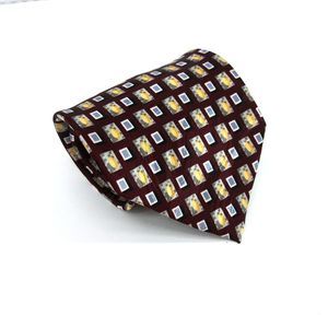 Di Maggio Mens Necktie 100% Silk Red Geometric Small Squares Tie - 58.50" x 4"